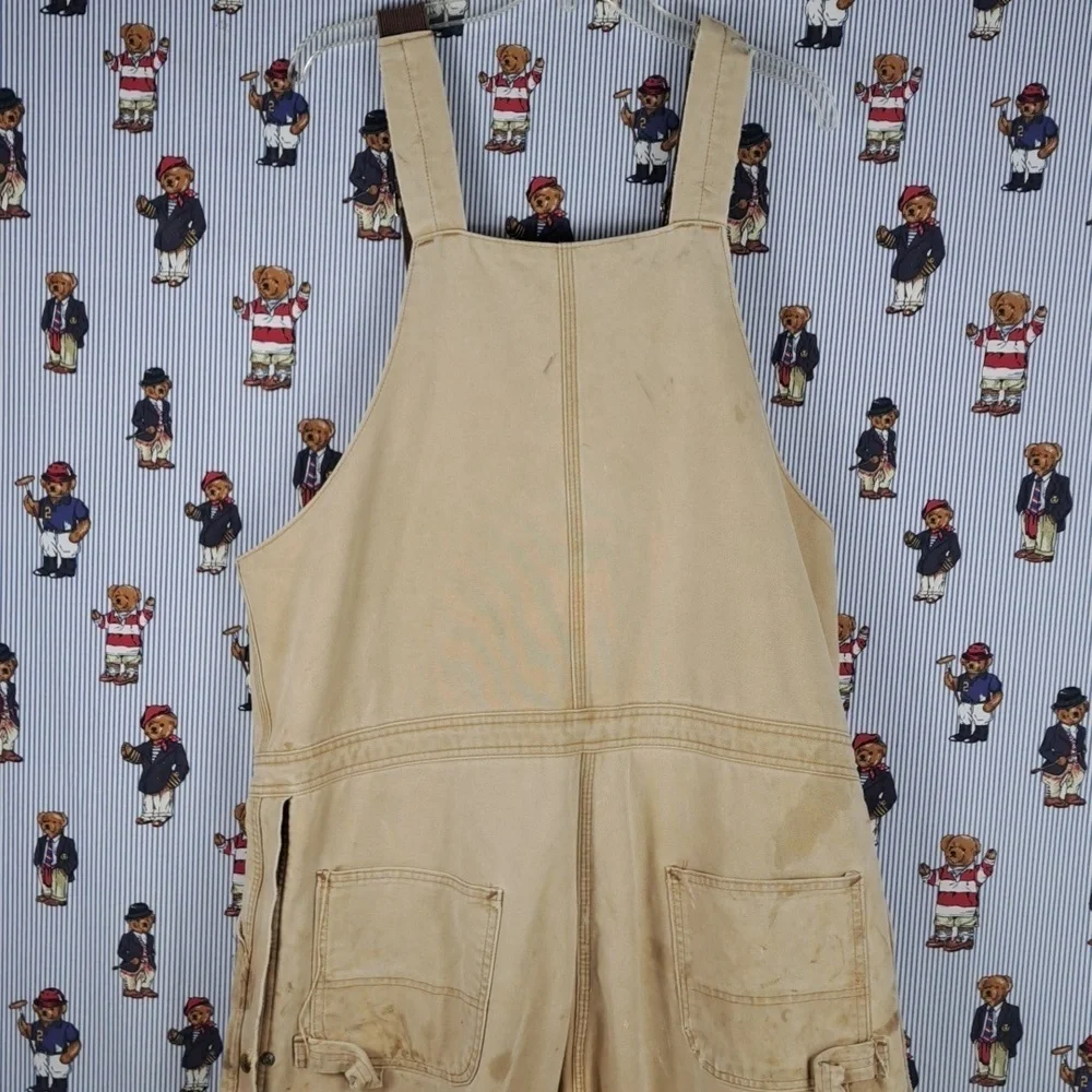 Vintage Carhartt UFCW union-made quilt line bib workwear half zip overalls